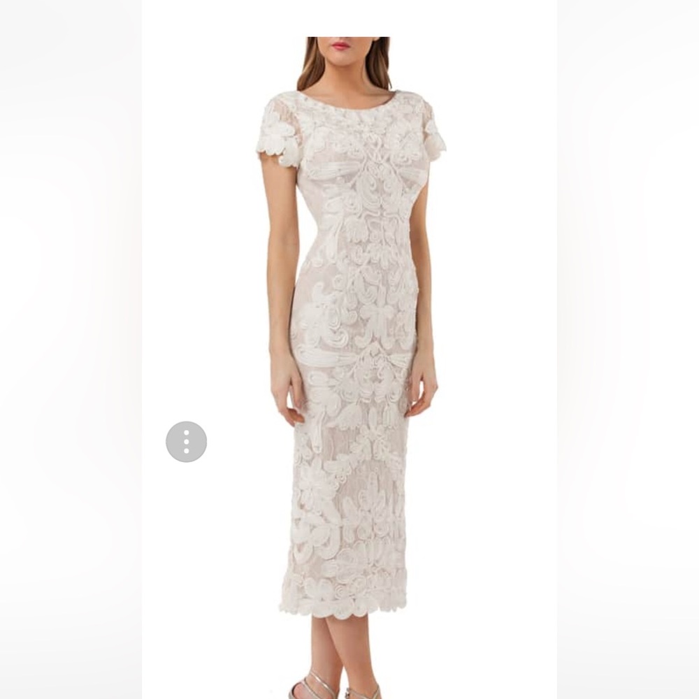 JS Collections Soustache  lace midi dress.  Ivory/nude. Size 12